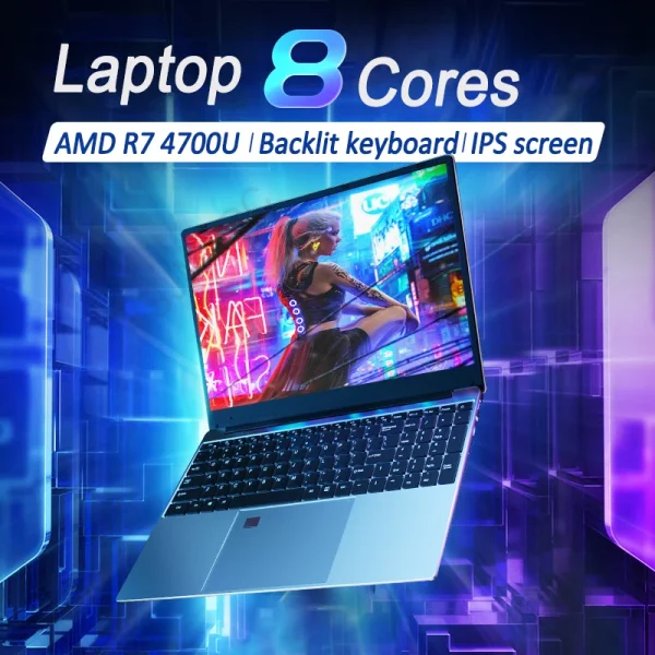 2024 Ultrabook Laptop 15.6 inch AMD R7 4700U Backlit Keyboard Windows 36GB DDR4 2TB Fingerprint Unlock Gaming Laptop Computer - Image 3