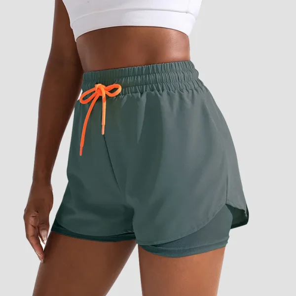 Mermaid Curve Breathable Letter Graphic 2 In 1 Sport Shorts Women Quick Dry Running Short Drawstring Waistband Fitness Hot Pants - Image 9