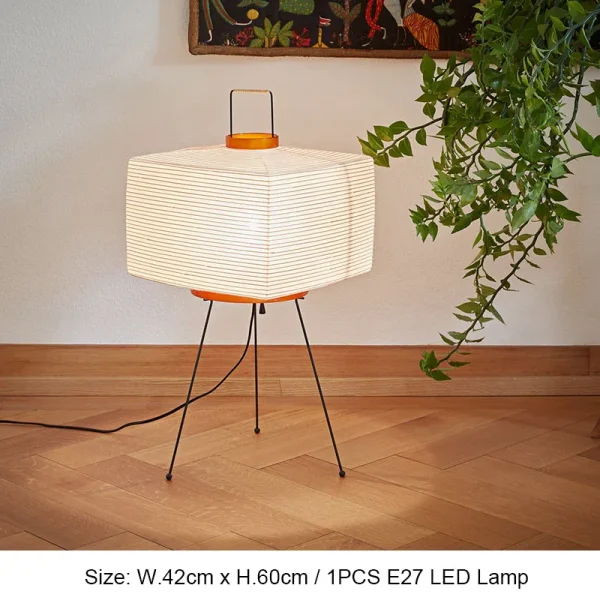 Japanese Creative Tripod Floor Lamp Designer Wabi-sabi Style Bedroom Rice Paper Standing Lights Home Hotel Lighting Decoration - Image 7