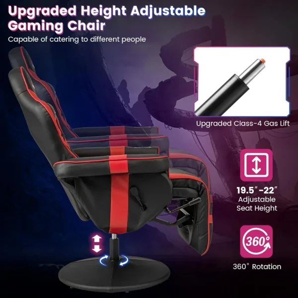 Gaming Chair,Height Adjustable Massage Video Game Chair with Cup Holder, Swivel Office Chair,Racing Style Swivel Gamer Chair Red - Image 2