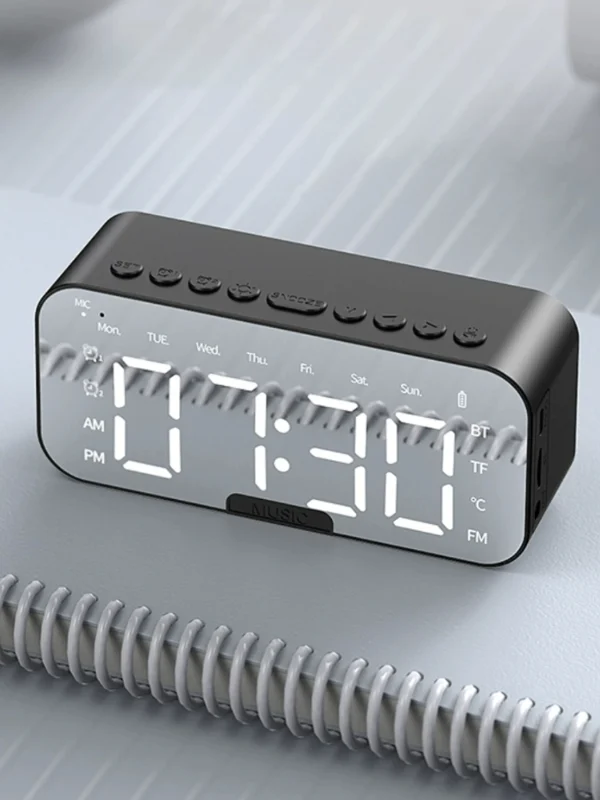 AI Smart Alarm Clock Wireless Speaker, Multi-functional Subwoofer Electronic Clock Announcer, High Sound Quality Mini Wireless S - Image 6