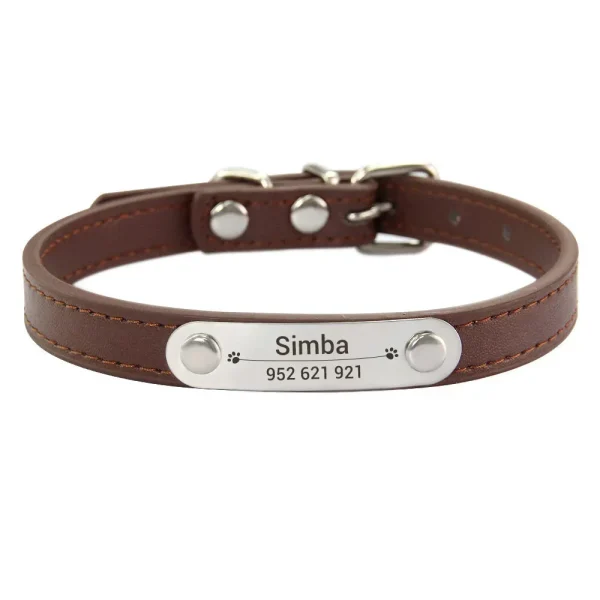 Personalized Dog Collar Name Carved ID Anti-lost Solid PU Leather Collar For Small Medium Large Dogs Puppy Cat Pet Supplies Pink - Image 10