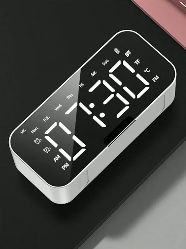 AI Smart Alarm Clock Wireless Speaker, Multi-functional Subwoofer Electronic Clock Announcer, High Sound Quality Mini Wireless S - Image 5