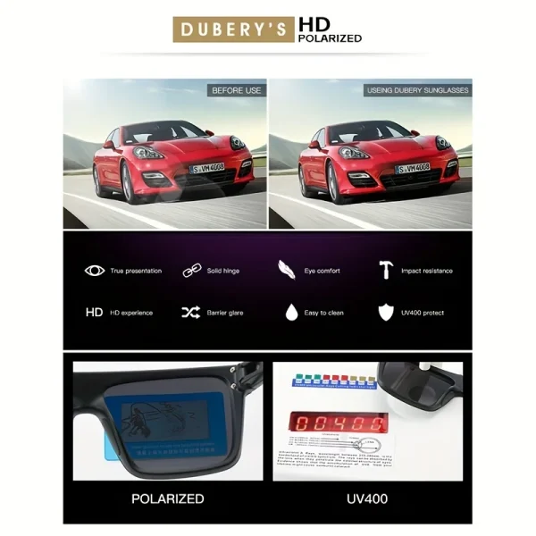 DUBERY Polarized UV400 Protection Sunglasses For Men And Women 12 Colors Model 104 - Image 4