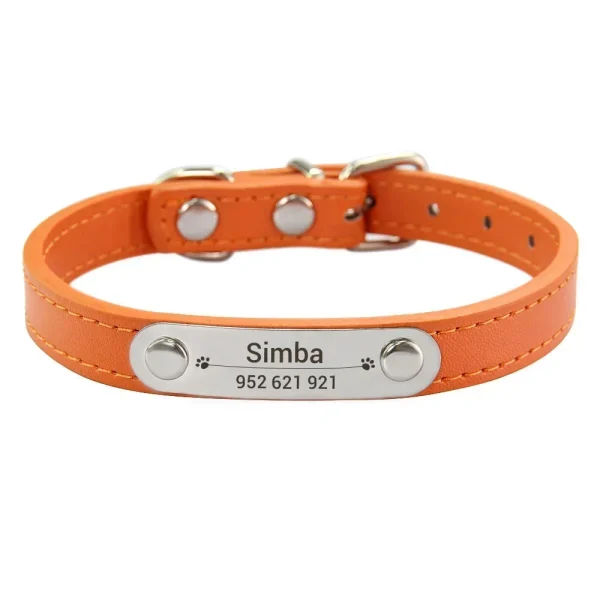Personalized Dog Collar Name Carved ID Anti-lost Solid PU Leather Collar For Small Medium Large Dogs Puppy Cat Pet Supplies Pink - Image 20