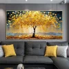 Abstract Golden Tree Prints Oil Painting on Canvas Yellow Life Tree Wall Art Modern Lucky Money Tree Canvas Poster Home Decor - Image 4
