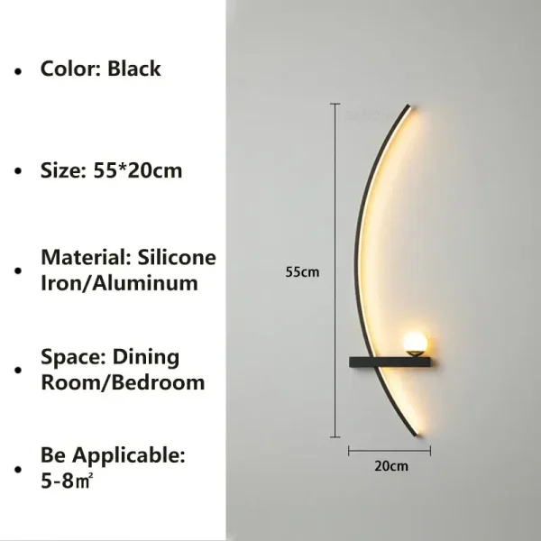Modern LED Wall Lamp Stripes Wall Sconce for Bedroom Bedside Living Room Study Stairs Home Decor Indoor Lighting Fixture Luster - Image 9