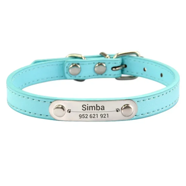 Personalized Dog Collar Name Carved ID Anti-lost Solid PU Leather Collar For Small Medium Large Dogs Puppy Cat Pet Supplies Pink - Image 21