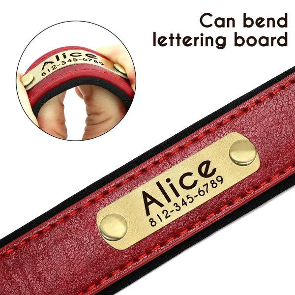 Customized Leather Dog Collar Leash Set Soft Padded Leather Collar For Small Medium Large Dogs With Free Engraved Nameplate - Image 2