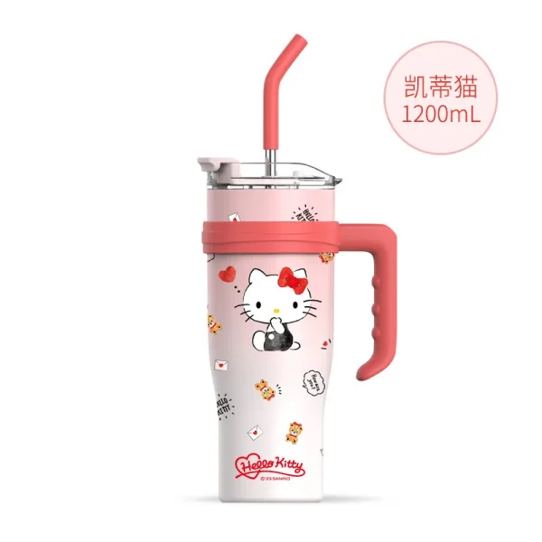 1200ml Sanrio Thermos Bottle Cold Ice Cute Hello Kitty Kuromi Cinnamoroll Melody Stainless Steel Water Bottle Tumbler Straw Gift - Image 21