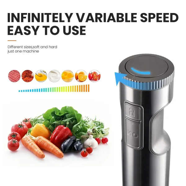 MIUI Hand Immersion Blender 1000W Powerful 4-in-1,Stainless Steel Stick Food Mixer,700ml Mixing Beaker,500ml Processor,Whisk - Image 4