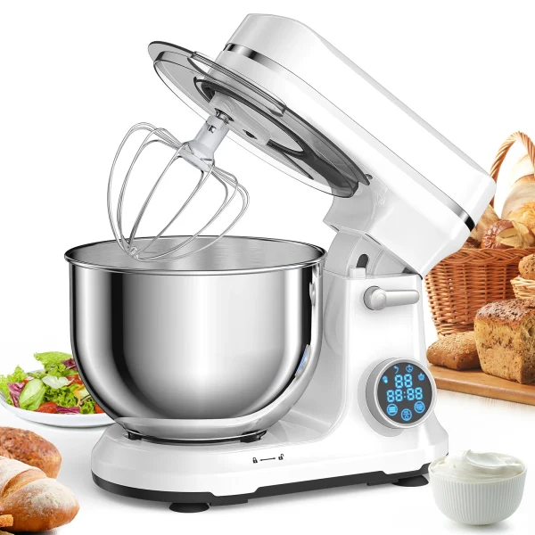 BioloMix Kitchen Food Stand Mixer, 1200W 11-Speeds DC Motor, Digital OLED Screen, Electric Food Mixer with Dough Hook, Whisk - Image 7