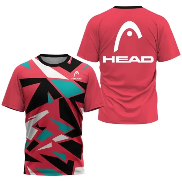 2024 New Men's Sport T-shirt Summer Leisure Short Sleeve Head Badminton Table Tennis Training Breathable Quick Drying O-Neck Top - Image 5