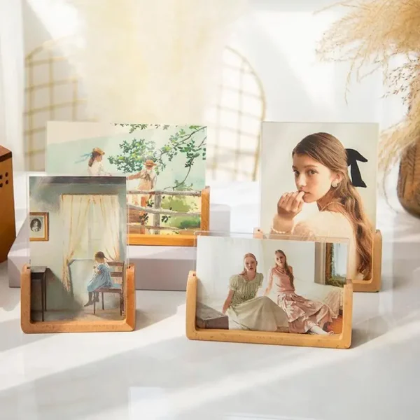 Beech Wood Creative Photo Frame Acrylic U Shape Transparent Frame 13X18 15X20 Desktop Pictures Frame For Home Modern Decoration - Image 4