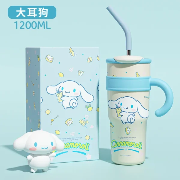 1200ml Sanrio Thermos Bottle Cold Ice Cute Hello Kitty Kuromi Cinnamoroll Melody Stainless Steel Water Bottle Tumbler Straw Gift - Image 15