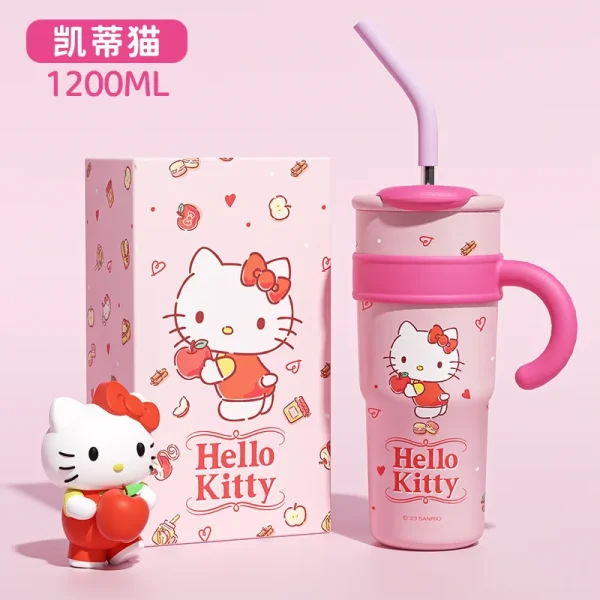 1200ml Sanrio Thermos Bottle Cold Ice Cute Hello Kitty Kuromi Cinnamoroll Melody Stainless Steel Water Bottle Tumbler Straw Gift - Image 8