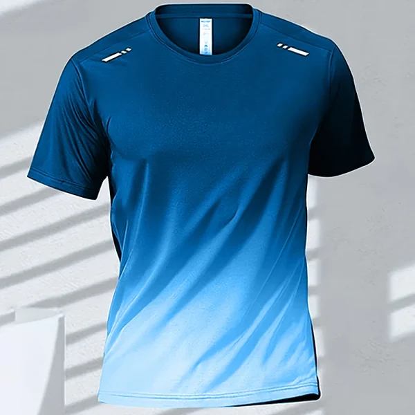 Men's T-shirts Sports Running T-shirt Quick-drying Gradient Short Sleeve Tees Outdoor Workout Basketball Training Running Outfit - Image 13