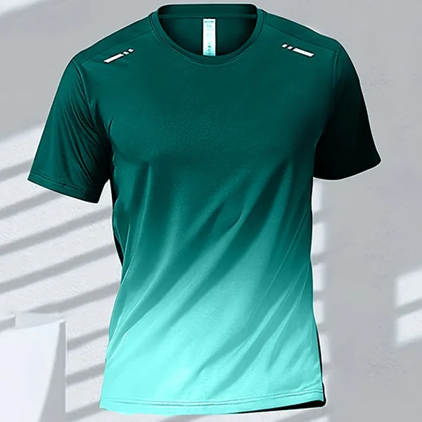 Men's T-shirts Sports Running T-shirt Quick-drying Gradient Short Sleeve Tees Outdoor Workout Basketball Training Running Outfit - Image 9