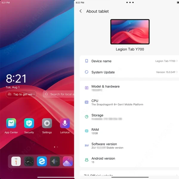 Original Lenovo LEGION Y700 2023 Snapdragon 8+ Octa Core 256GB / 512GB 144Hz Refresh Rate ZUI15 WIFI Gaming Tablet PC Lenovo Tab - Image 3