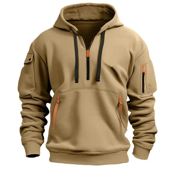 Autumn winter men's leisure sports multi-zip arm pocket hoodie jumper hoodie - Image 8