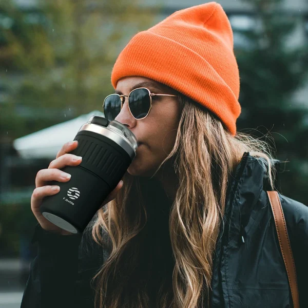 FEIJIAN Stainless Steel Coffee Tumbler Thermos Cup Portable Travel Mug With Lifting Rope Leak-Proof Non-Slip 500ml/400ml - Image 4