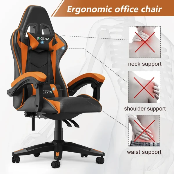 Gaming Chair Office Chair Ergonomic PU Leather Computer Desk Chair with Headrest and Lumbar Support Game Chairs Racing Chair - Image 3