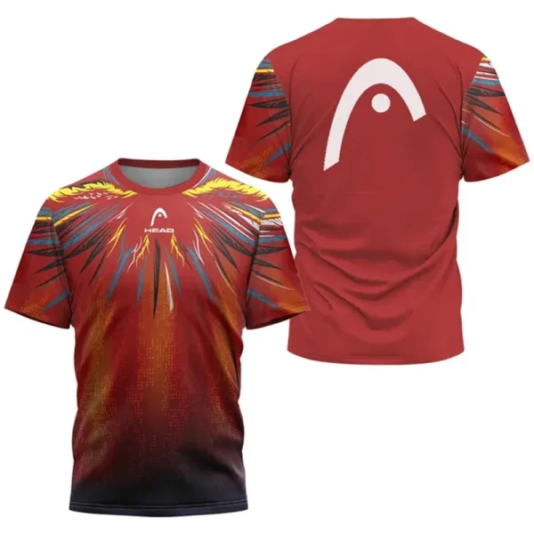 2024 New Men's Sport T-shirt Summer Leisure Short Sleeve Head Badminton Table Tennis Training Breathable Quick Drying O-Neck Top - Image 9