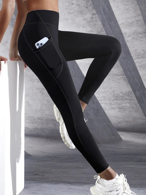 New High Waist Women's Leggings Stretch Yoga Pants Tights With Pockets Push Up Fitness Running Sportswear Solid Color Pants - Image 8