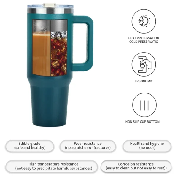 30/40OZ Stainless Steel Thermos Bottle Tumbler with Handle Large Capacity Insulated Cup Portable Gym Water Bottle Sports Kettle - Image 6