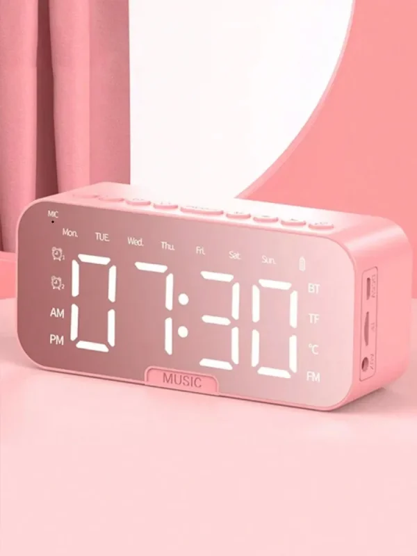 AI Smart Alarm Clock Wireless Speaker, Multi-functional Subwoofer Electronic Clock Announcer, High Sound Quality Mini Wireless S - Image 2