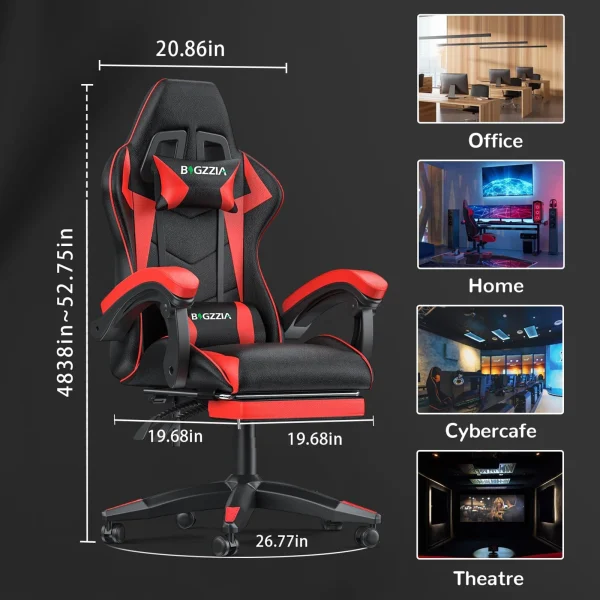 Gaming Chair with Footrest Gamer Chairs Ergonomic with Lumbar Cushion Headrest Gaming Chair Height Adjustable Computer Chair - Image 6