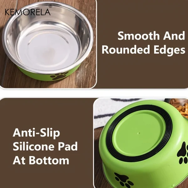 Non-Slip Dog Bowl For Large Medium And Small Cats And Dogs Drinking Water Feeding Pet Bowl Stainless Steel Pet Food Bowl - Image 4
