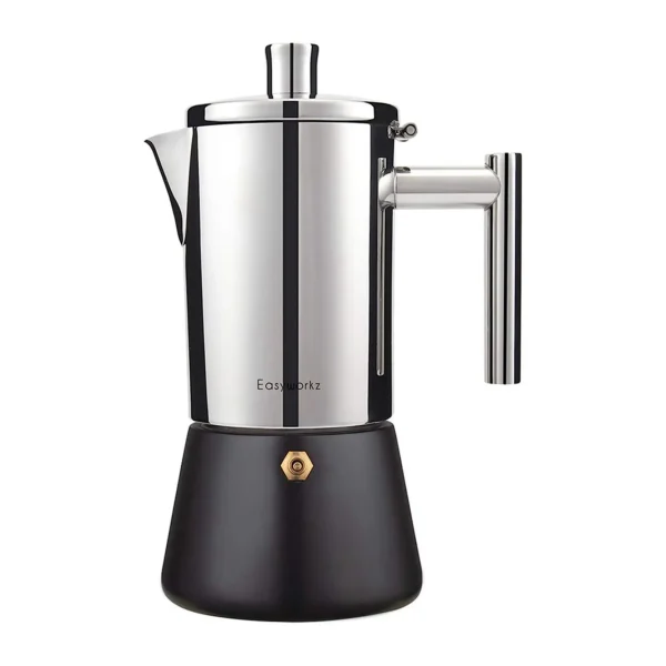 Easyworkz Diego Stovetop Espresso Maker Stainless Steel Italian Coffee Machine Maker 4Cup 6.8 oz Induction Moka Pot - Image 7