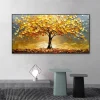 Abstract Golden Tree Prints Oil Painting on Canvas Yellow Life Tree Wall Art Modern Lucky Money Tree Canvas Poster Home Decor - Image 5