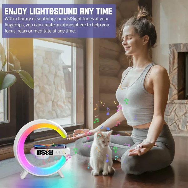 Multifunction Bluetooth Speaker TF RGB Night Light 15W Wireless Charger Stand for iPhone Samsung Xiaomi Fast Charging Station - Image 5