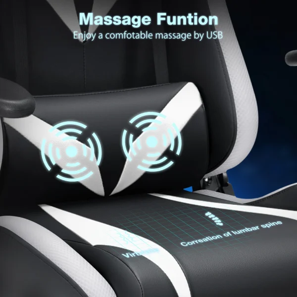RGB Racing Gaming Chair W/ Speaker Massage Computer Office Chairs with Footrest - Image 6