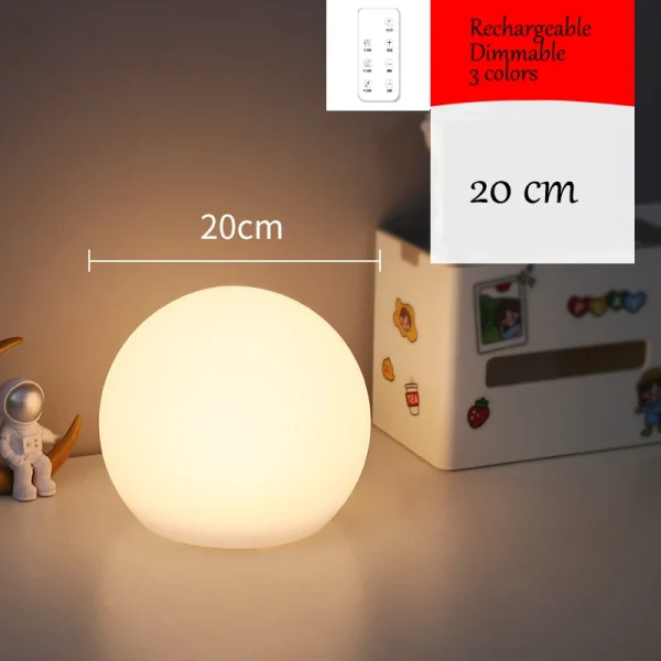 LED Ball Lamp Luminous Globe Light 3 Colors Dimmable USB Rechargebale Lighting Fixtures for Home Decor Bedroom Foyer Living Room - Image 9