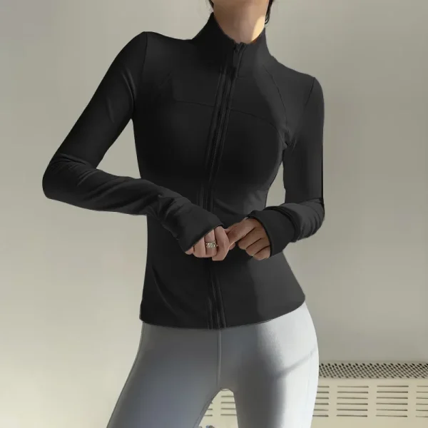 Women Zip Fitness Clothes Long Sleeve Sports Jacket Gym Clothes Woman Yoga Shirt Quick Dry Top Sunscreen Sportswear Yoga Clothes - Image 3