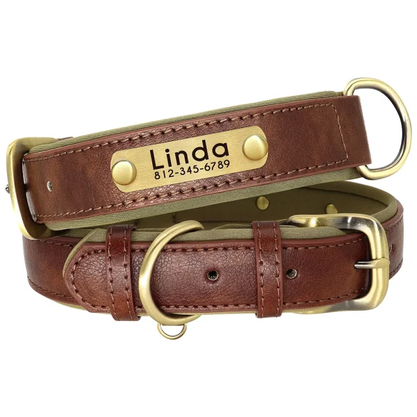 Customized Leather Dog Collar Leash Set Soft Padded Leather Collar For Small Medium Large Dogs With Free Engraved Nameplate - Image 22