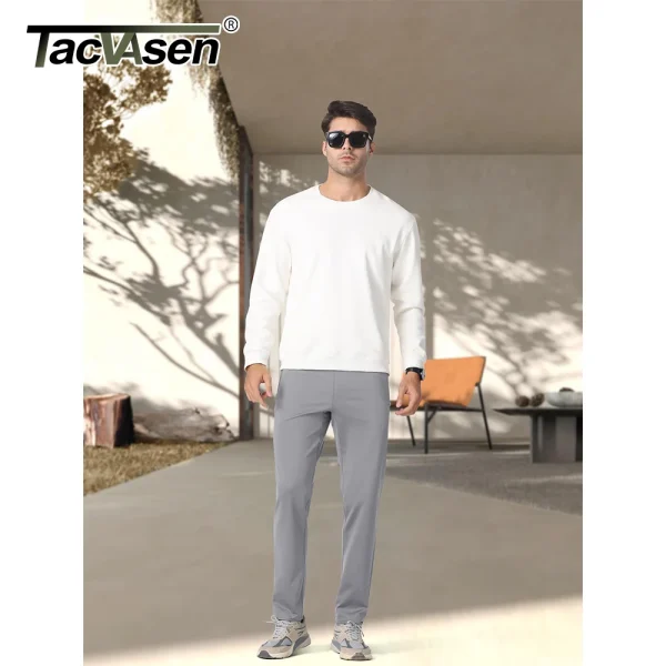 TACVASEN Men's Fleece Lined Track Pants Fall Winter Thermal Warm Jogger Pants Waterproof Workout Casual Drawstring Sweatpants - Image 3