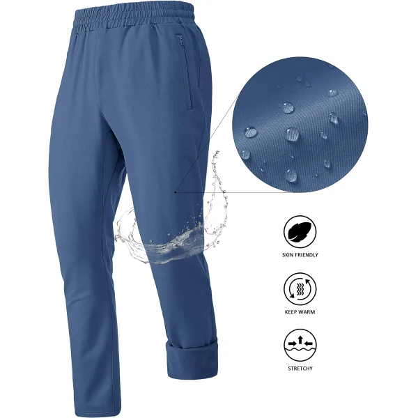 TACVASEN Men's Fleece Lined Track Pants Fall Winter Thermal Warm Jogger Pants Waterproof Workout Casual Drawstring Sweatpants - Image 11
