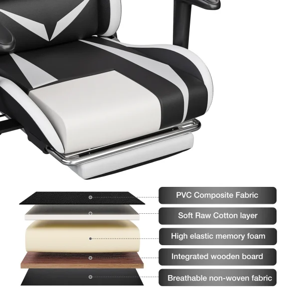 RGB Racing Gaming Chair W/ Speaker Massage Computer Office Chairs with Footrest - Image 5