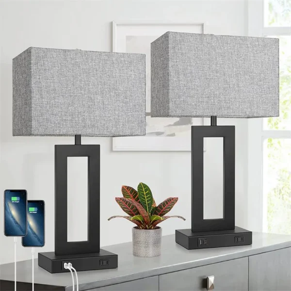 Bedside Lamp With 2 USB Ports Touch Control Table Lamp 3-Way Dimmable Bedroom Modern Nightstand Lamp For Living Room - Image 2