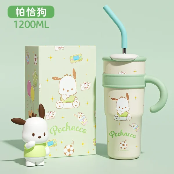1200ml Sanrio Thermos Bottle Cold Ice Cute Hello Kitty Kuromi Cinnamoroll Melody Stainless Steel Water Bottle Tumbler Straw Gift - Image 16