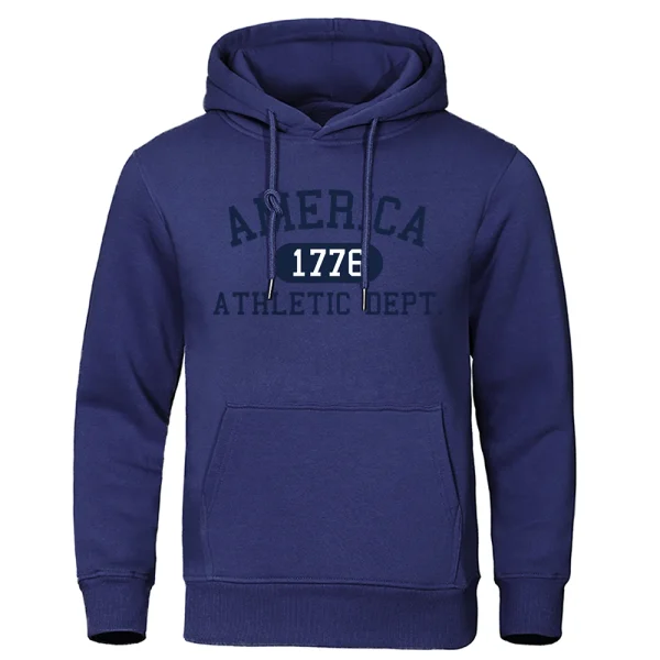 America 1776 Athletic Dept Letter Print Mans Hoodies Pocket O-Neck Sweatshirt Autumn Soft Sweatshirt Casual Loose Man Clothing - Image 16