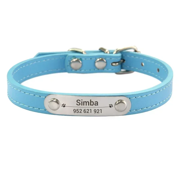 Personalized Dog Collar Name Carved ID Anti-lost Solid PU Leather Collar For Small Medium Large Dogs Puppy Cat Pet Supplies Pink - Image 18