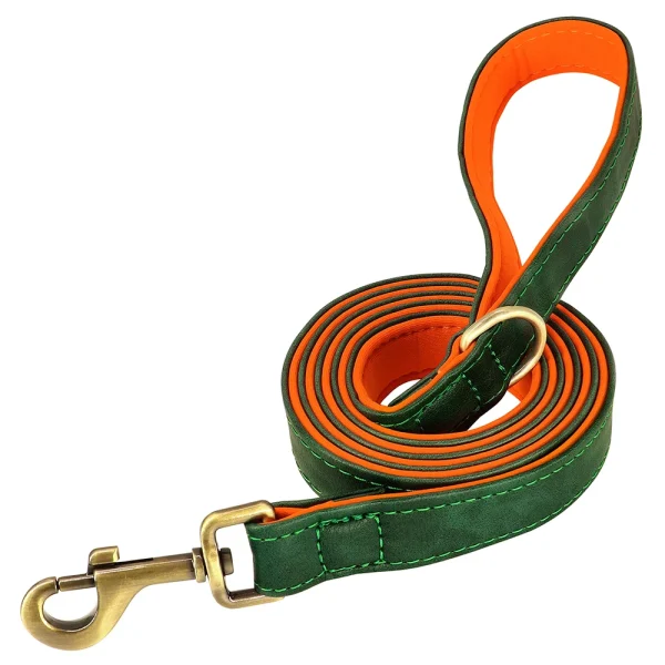 Customized Leather Dog Collar Leash Set Soft Padded Leather Collar For Small Medium Large Dogs With Free Engraved Nameplate - Image 14