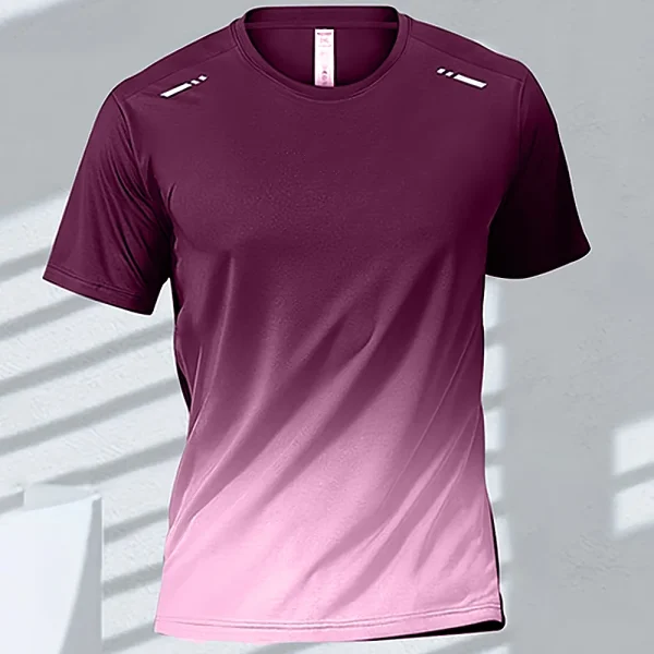 Men's T-shirts Sports Running T-shirt Quick-drying Gradient Short Sleeve Tees Outdoor Workout Basketball Training Running Outfit - Image 11