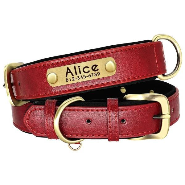 Customized Leather Dog Collar Leash Set Soft Padded Leather Collar For Small Medium Large Dogs With Free Engraved Nameplate - Image 19