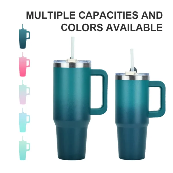 30/40OZ Stainless Steel Thermos Bottle Tumbler with Handle Large Capacity Insulated Cup Portable Gym Water Bottle Sports Kettle - Image 2